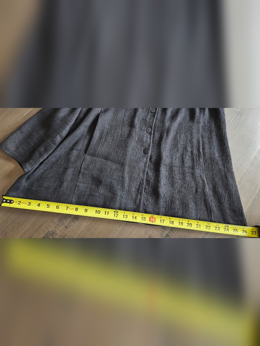 Eileen Fisher Womens Linen Blend Button Up Shirt Black Long Sleeve Tunic Large - Picture 5 of 10